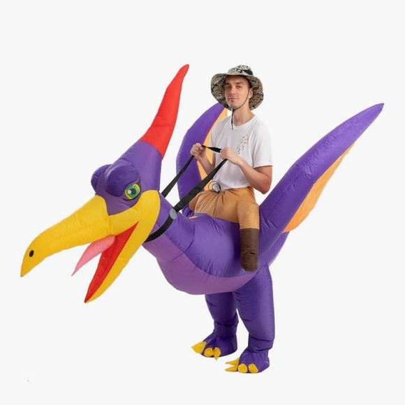 Spooktacular Creations Inflatable Dragon Costume, Purple Riding a Pteranodon - Picture 4 of 7